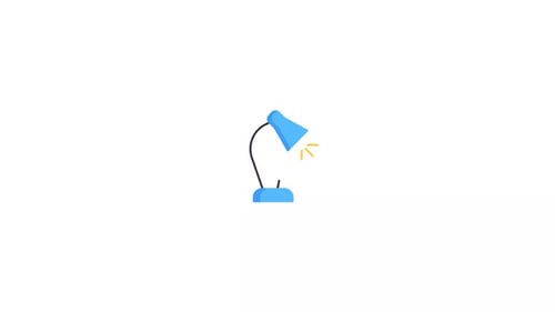 Animated Flat Design Desk Lamp Icon