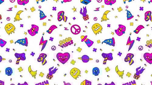Good vibes seamless looping background pattern animation