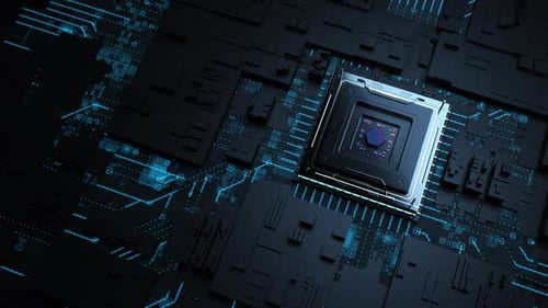 O processador central em ação. o conceito de computação computacional e big data