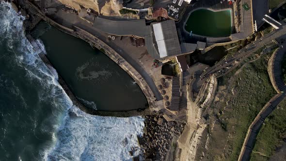 Aerial view of Azenhas do Mar, Colares, Portugal., Overhead Stock ...