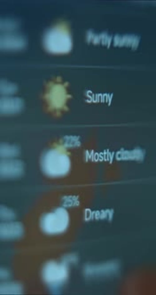 Modern Vertical Scrolling Weather Forecast UI Display