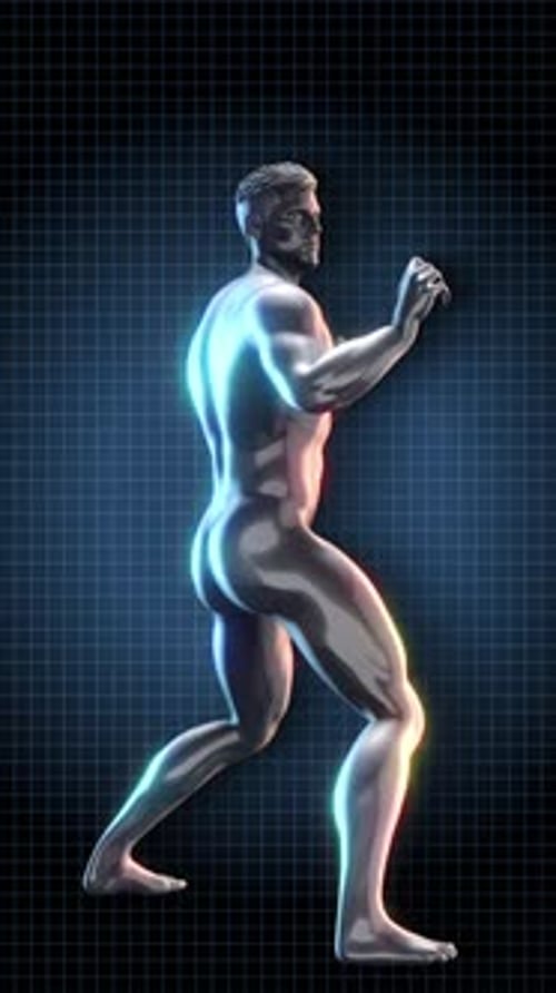 Animated 3D Male Figure Rotating for Fitness and Sports Content