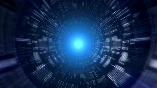 Futuristic Digital Code Tunnel Loop Background Animation