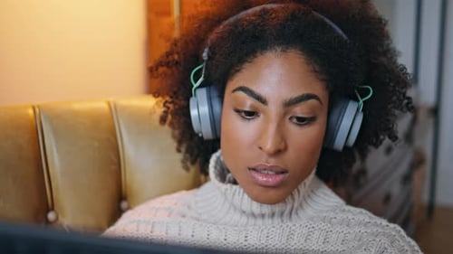 Relaxed Girl Checking Tablet Computer Email Evening