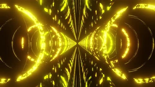 Double Rings Yellow Tunnel Vj Loop Animation Background