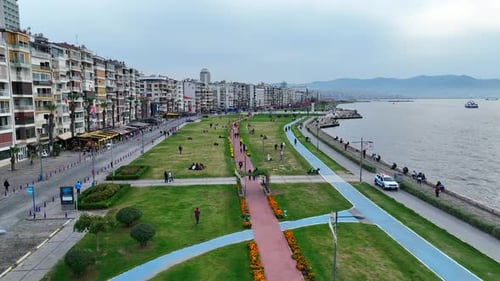 izmir drone shooting - high quality aerial view of izmir city with drone