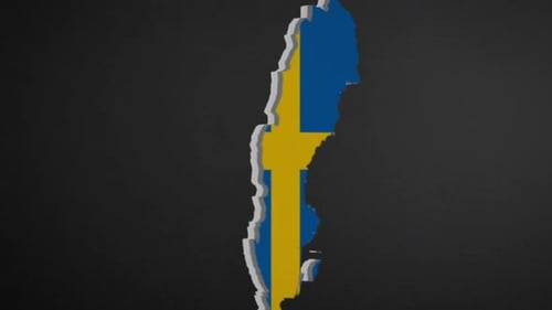 Animated 3D Map of Sweden with National Flag Texture