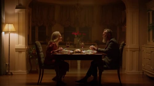 Elegant Senior Couple Enjoying Romantic Dinner at Home