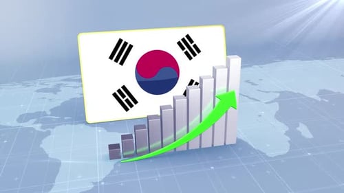 South Korea Economic Growth Bar Chart Graph Rising Green Arrow