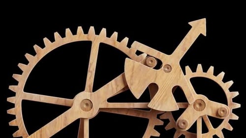 Komplizierte Zahnräder und mechanische Komponenten aus Holz