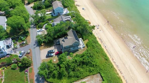 Aerial View of Beach Houses on the Coast