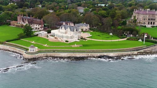 Coastal Mansions and Estates Aerial Drone View