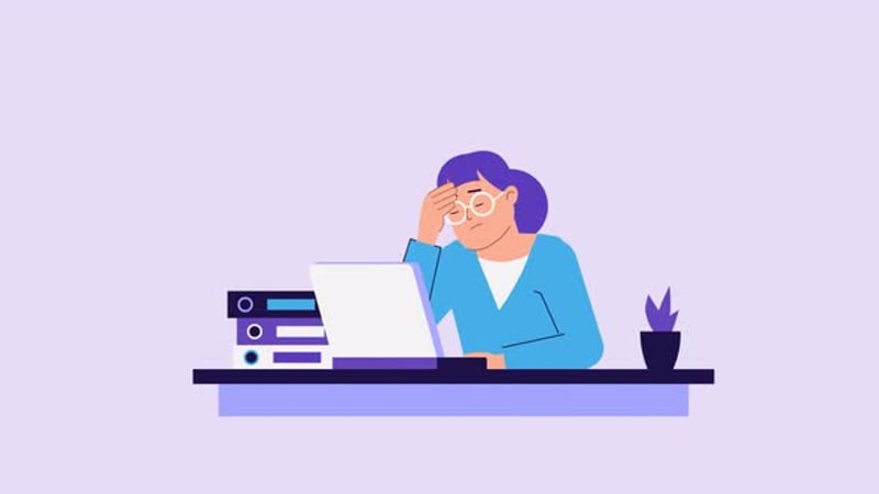 Stress at work, frustrated man, character animation. failure, burnout ...