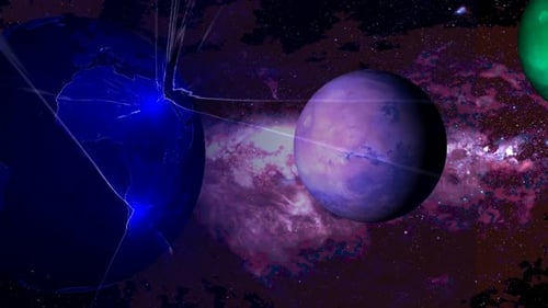 Rote Farben, digitale Lichtfarben, Mars, Erde, Planet mit bewegtem Hintergrund. 2