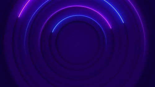 Futuristisches digitales High-Tech-Motion-Kunstwerk mit kreisförmigen geometrischen Formen, luxuriösem goldenem Kreis