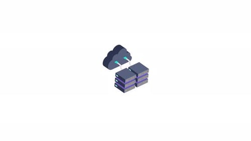 Animated Cloud Computing Server Stack Isometric Icon