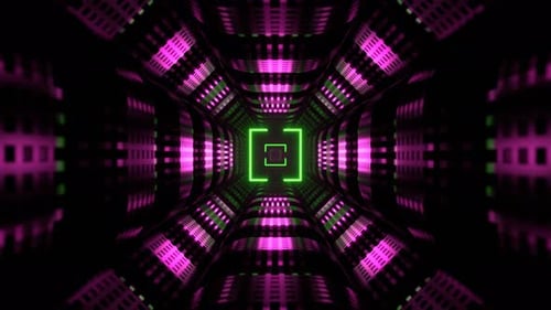 Pink And Green Neon Techno Science Fiction Strobe Corridor Background VJ Loop In 4K