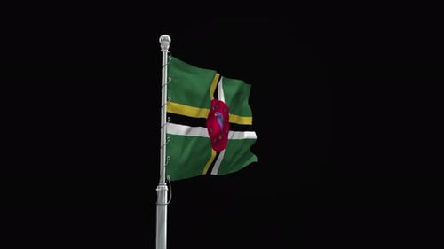 Realistic Dominica National Flag Waving in 3D