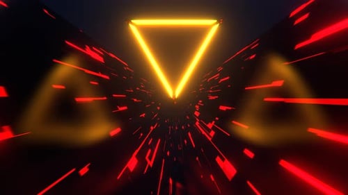 Red Orange And Blue Triangle Strobe Neon Futuristic Corridor Background Vj Loop I 4K