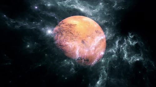 Futuristic Rotating Planet with Glowing Atmosphere in Space