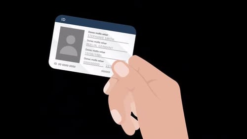 2D Animation Man Showing Id Card Alpha Channel