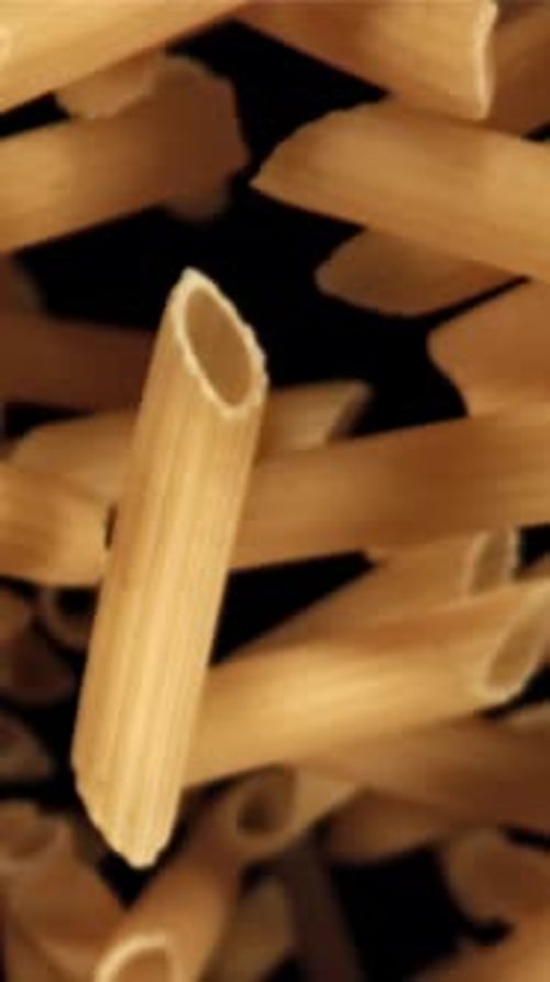 The Penne Pasta Flies Up and Falls Down Filmed on a Highspeed Camera at 1000 Fps