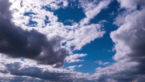 Clouds Moving Under the Bright Sun in the Blue Sky Timelapse