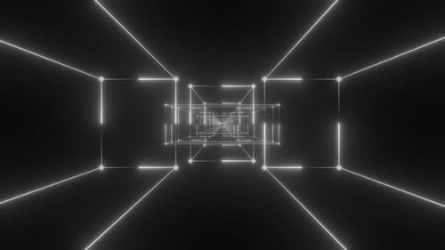 Abstract geometric tunnel with glowing lines creating futuristic motion