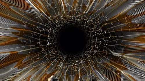 Abstract Hi Tech Sci Fi Wiggling Parallel Lines On Black Background