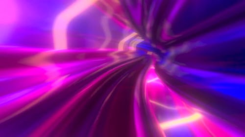 Neon Lit Glossy and Sleek Multicolor Curved Tunnel. Abstract 4K Loop 3D Animation.
