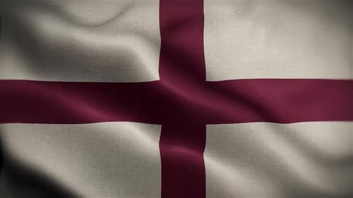 Waving England Flag Realistic Fabric Animation