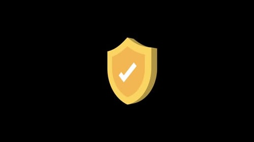 Golden Shield Security Checkmark Icon Animation