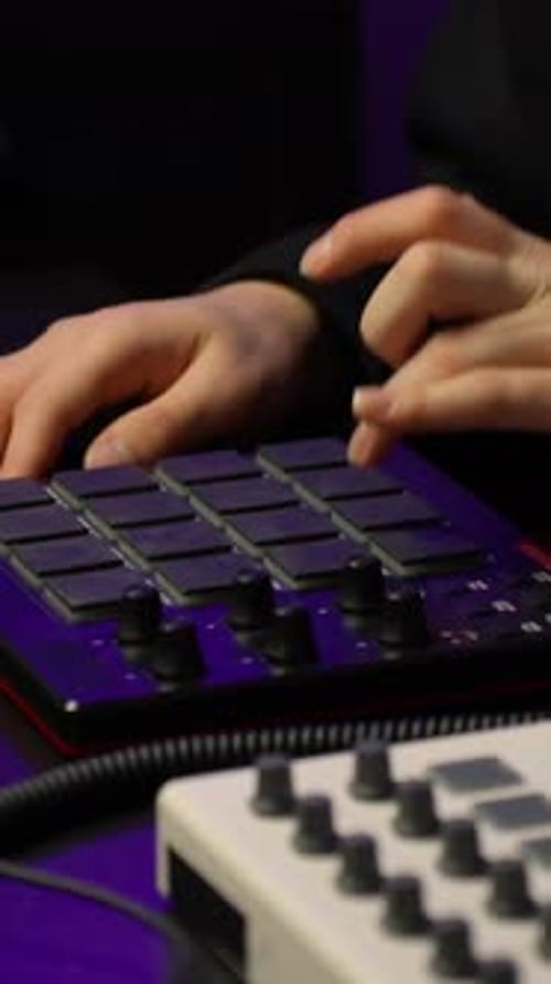 Hands Play Drum Machine for Music Production