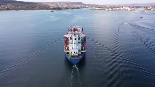 Aerial View Container Ship Shipping or Transportation Concept Background