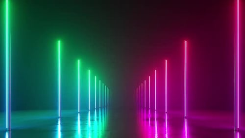 Dynamic neon light display creating vibrant and modern aesthetic
