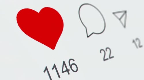 Reacting on Post in Social Network App on a Phone or Laptop Screen Like Comment and Share Repost