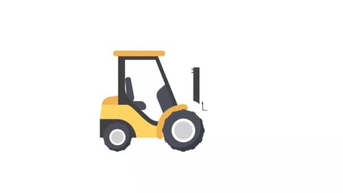 Animated Flat Design Forklift Truck