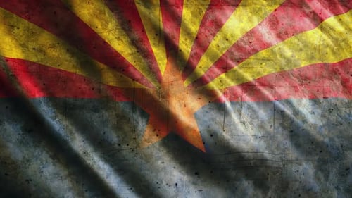 Grunge Waving Arizona Flag Loop Animation