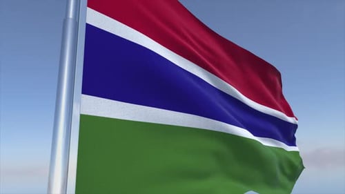 Realistic Waving Flag of The Gambia in the Wind Loop
