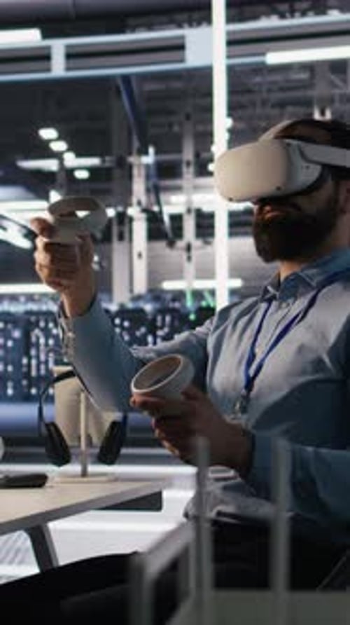 Vertical Video Admin Using VR Headset in Data Center to Update Server Tech