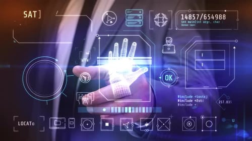Infografiken über digitale Sicherheit vor dem Hintergrund eines Mannes