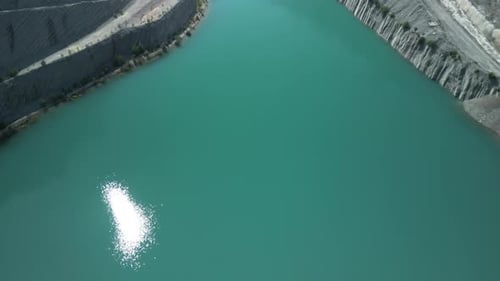 Open Quarry Abandoned Turquoise Water Aerial View