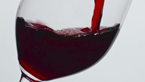 Pouring Red Wine into a Glass Close Up