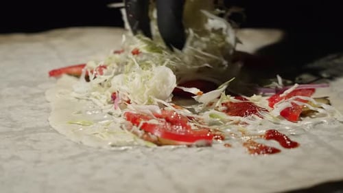 Preparing Delicious Street Food With Fresh Ingredients