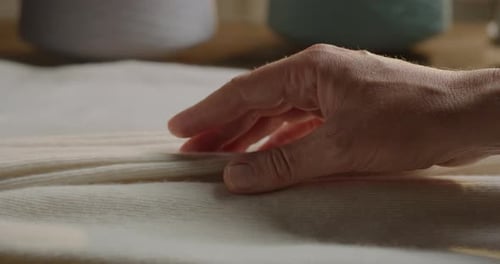 Hand Touching Soft Knit Sweater Fabric