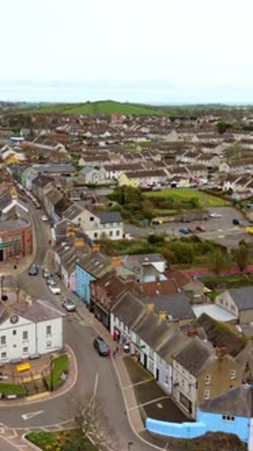 Rising social ratio vertical video of Portaferry, County Down in Northern Ireland, UK