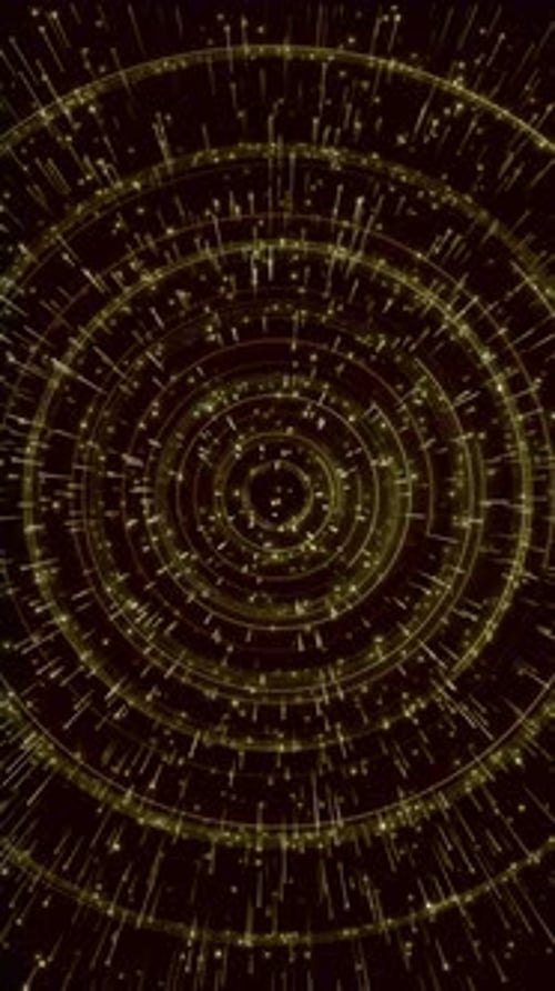 Abstract Golden Particle Rings Vertical Background