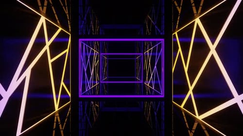 Purple And Yellow Cyberpunk Movement On Elevator Background Vj Loop In 4K
