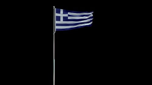 Realistic Waving Greek Flag Seamless Loop Animation