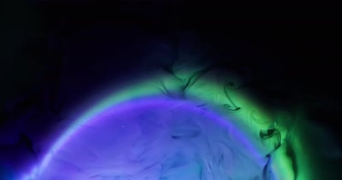 Abstract Swirling Smoke with Blue and Green Neon Lights